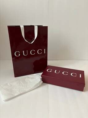 Gucci Burgundy Gift Box Shopping Bag Tissue Paper Luxury Packaging Set